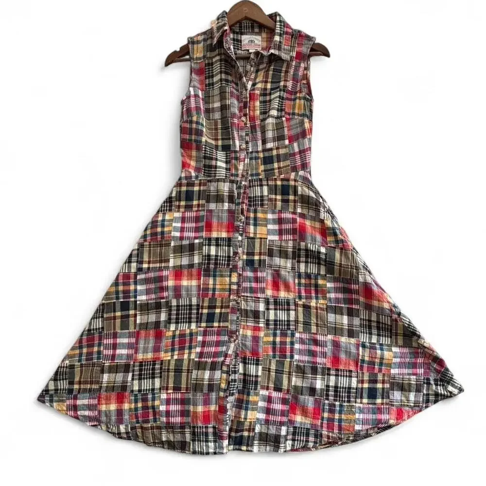 Kiel James Patrick Madras Patchwork Shirt Dress Summer Soirée Size 0 - Picture 2 of 7